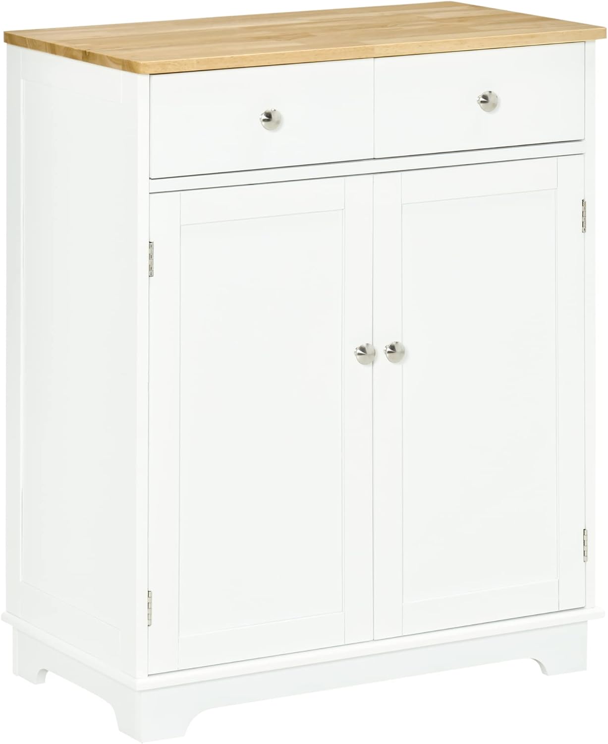 HOMCOM Kitchen Sideboard Floor Storage Cabinet with Solid Wood Top, Adjustable Shelf, Drawer for Dining Room, Living Room, Hallway, Black