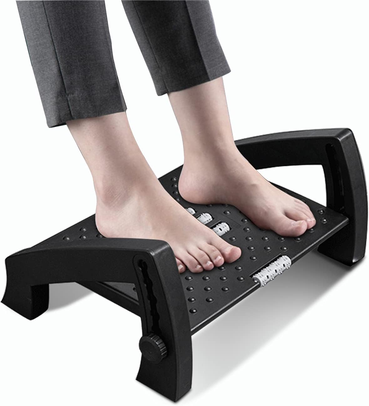 Foot Rest for Under Desk at Work,Ergonomic Under Desk Footrest,Adjustable Foot Rest for 6 Heights, Office Foot Rest Under Desk with Massage Surface for Relieve Leg Pressure, Promote Leg Circulation