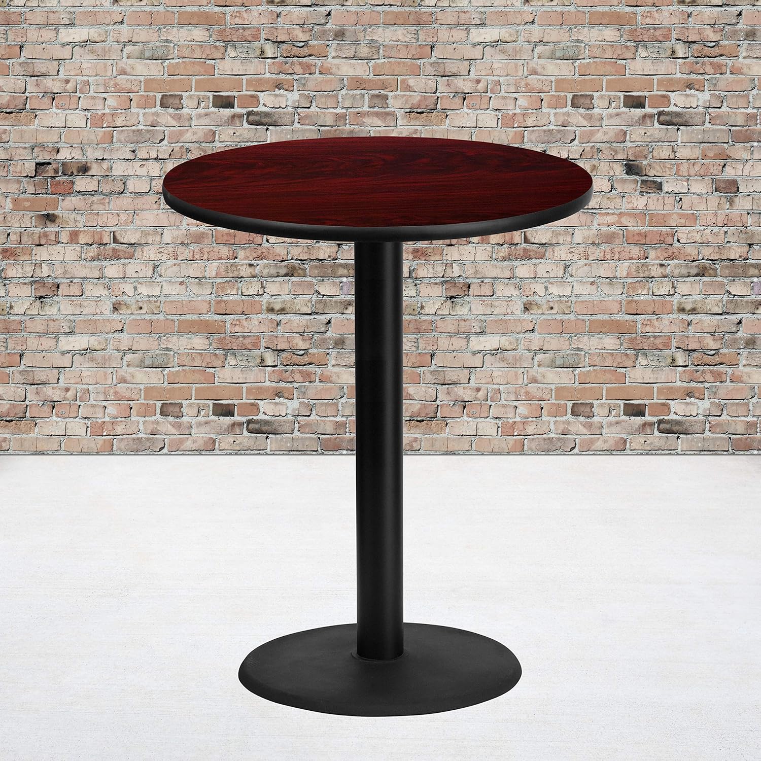 Flash Furniture 36'' Round Black Laminate Table Top with 24'' Round Bar Height Table Base