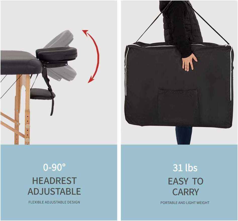 Portable Massage Table Massage Bed Spa Bed 73 Inches Long Height Adjustable Massage Table W/Sheet Cradle Bolster Portable 2 Folding Massage Salon Table Hanger Facial Tattoo Salon Bed