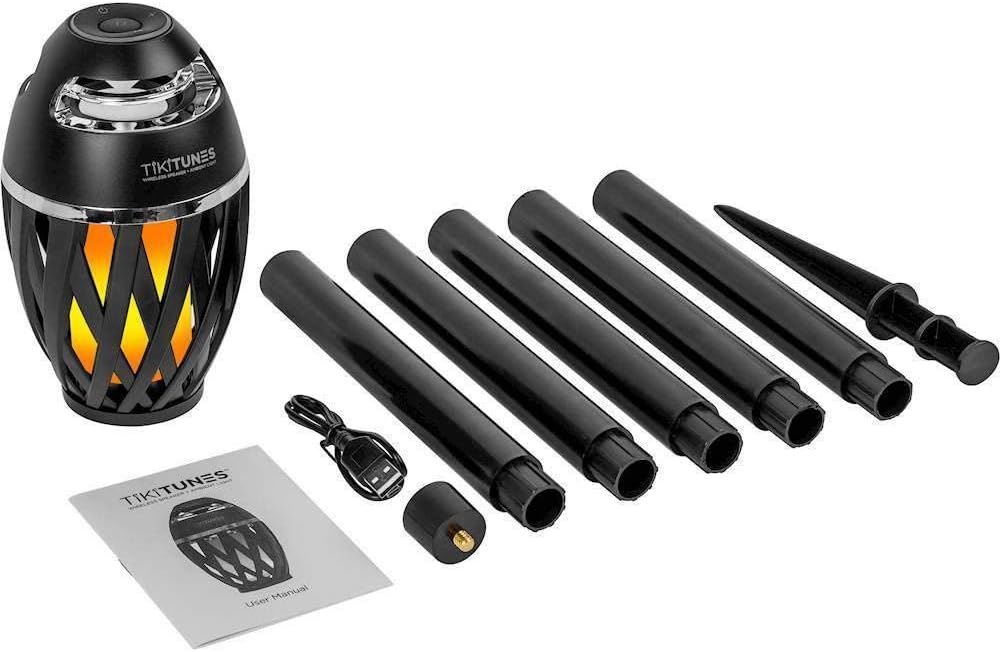 Limitless Innovations TikiTunes Portable Bluetooth Wireless Speaker (Bundle) with Adjustable 40” Pole and Ground Stake - Black Pack of 2