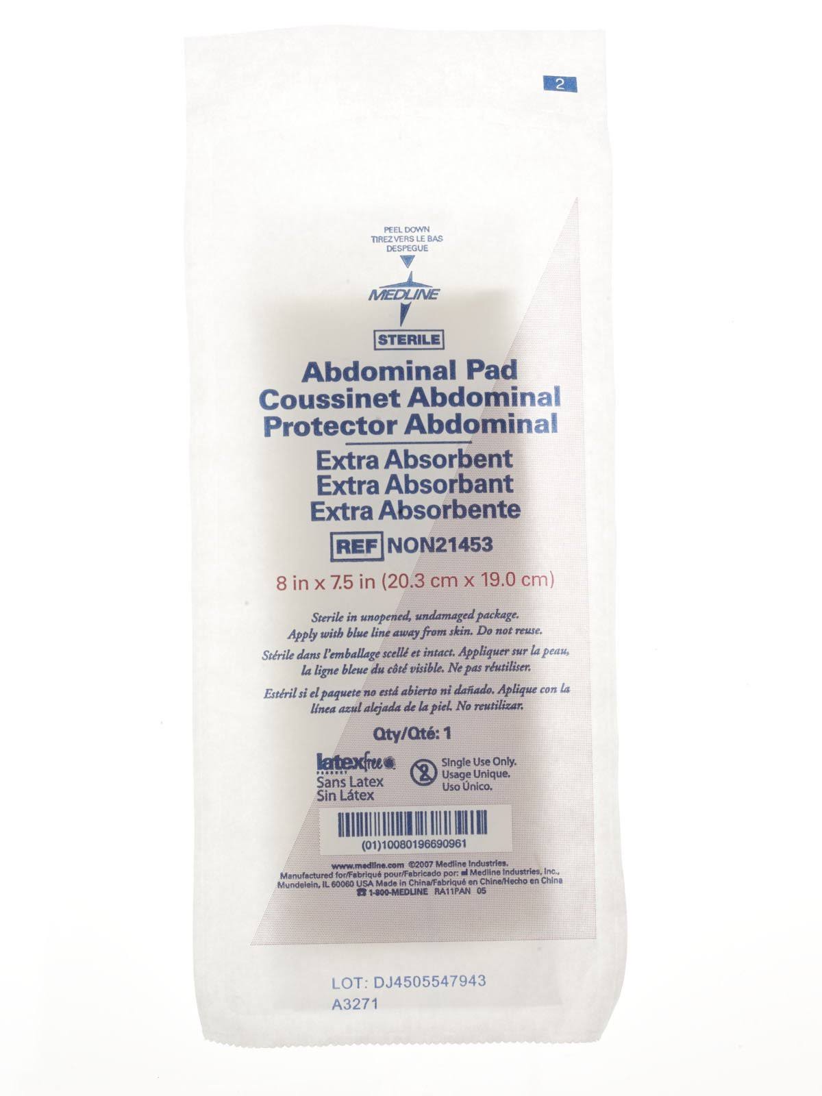 Medline NON21453 Sterile Abdominal Pad, 8x22 x 7.5x22 (Pack of 240)