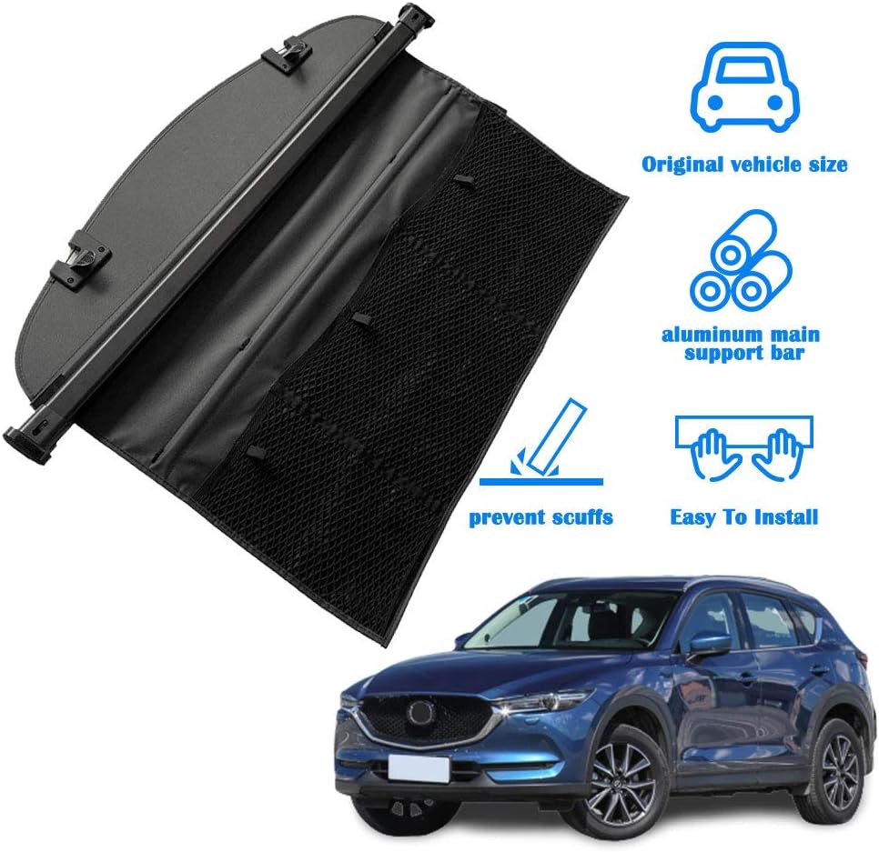 MarretooAuto Cargo Cover Compatible with 13-16 for Mazda CX-5 Factory Style Black Retractable Rear Security Trunk Cover Net