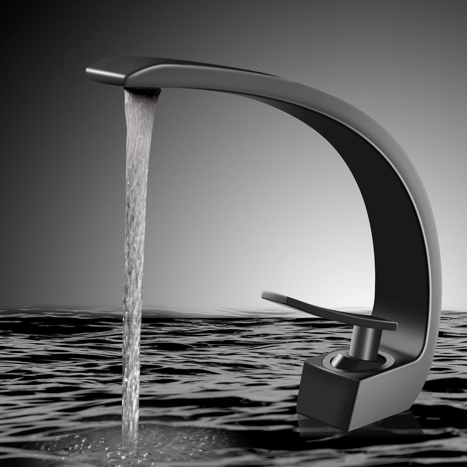 Matte Black Bathroom Faucet, Modern Single Hole Bathroom Faucet, Bathroom Sink Faucet, Basin Mixer Tap Commercial, Lavatory Vanity Sink Faucet with Supply Hose, Solid Brass.