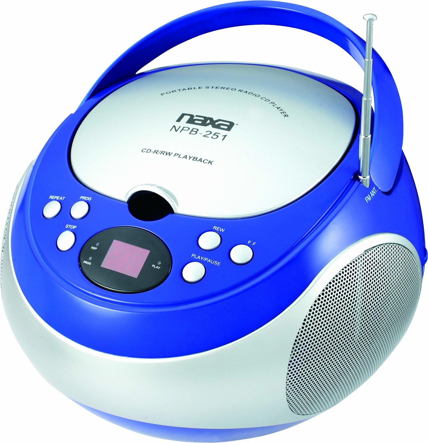 NAXA Electronics NPB-251BU Portable CD Player with AM/FM Stereo Radio Blue Pack of 2
