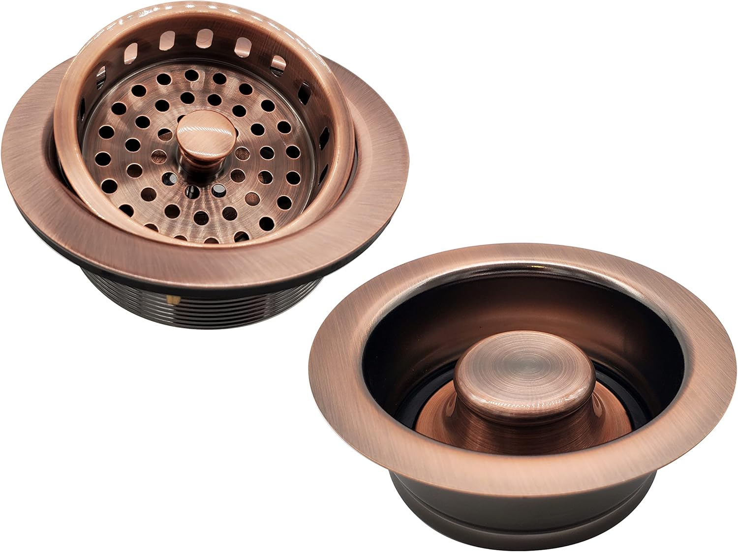 Westbrass D2165-62 Post Style Large Kitchen Basket Strainer with Waste Disposal Flange and Stopper, Matte Black