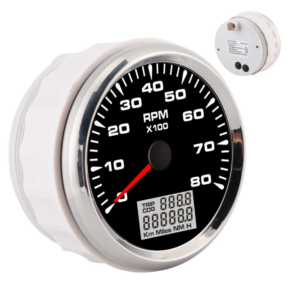 24v Tachometer 85mm, 85mm Tachometer-Acouto Tachometer for Boat 85mm Marine Pointer Tachometer 8000 RPM 8 Color Backlight Hourmeter Gauge for 12V/24V Car Motor Boat