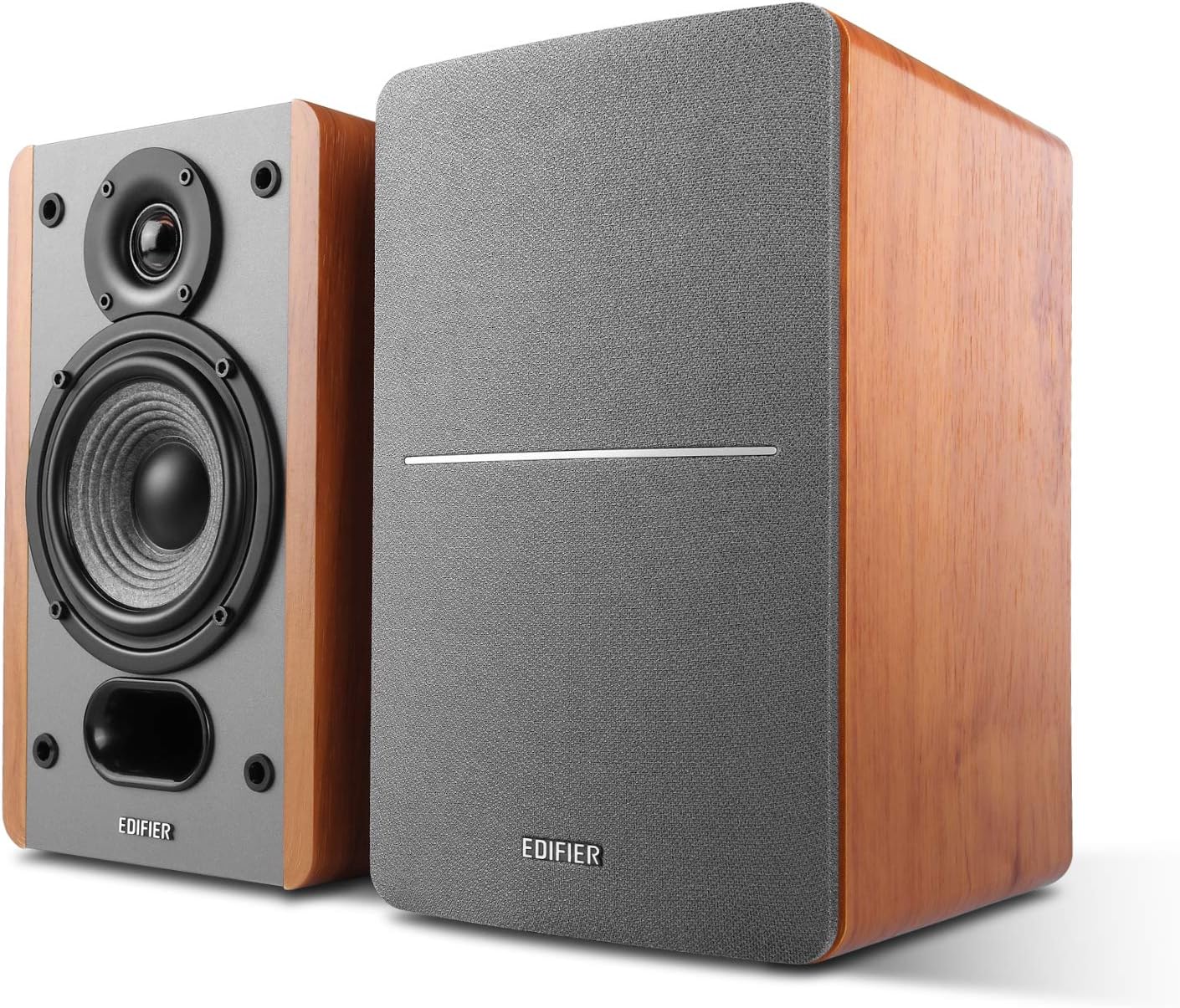 Edifier P12 Passive Bookshelf Speakers - 2-Way Speakers with Built-in Wall-Mount Bracket - Wood Color, Pair - Needs Amplifier or Receiver to Operate