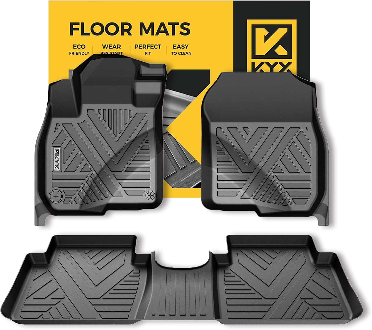 KYX Floor Mats Fit for 2017-2022 CR-V, All Weather Protection CRV Floor Liners Includes 1st and 2nd Row Front & Rear, Custom Fit Car Mats TPE Black