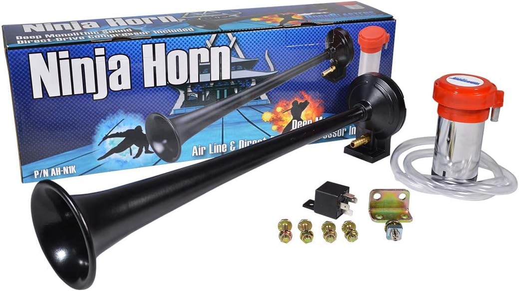 Hornblasters Ninja Air Horn with Self Driven Compressor - Replaces Stock Horn - Easy to Install