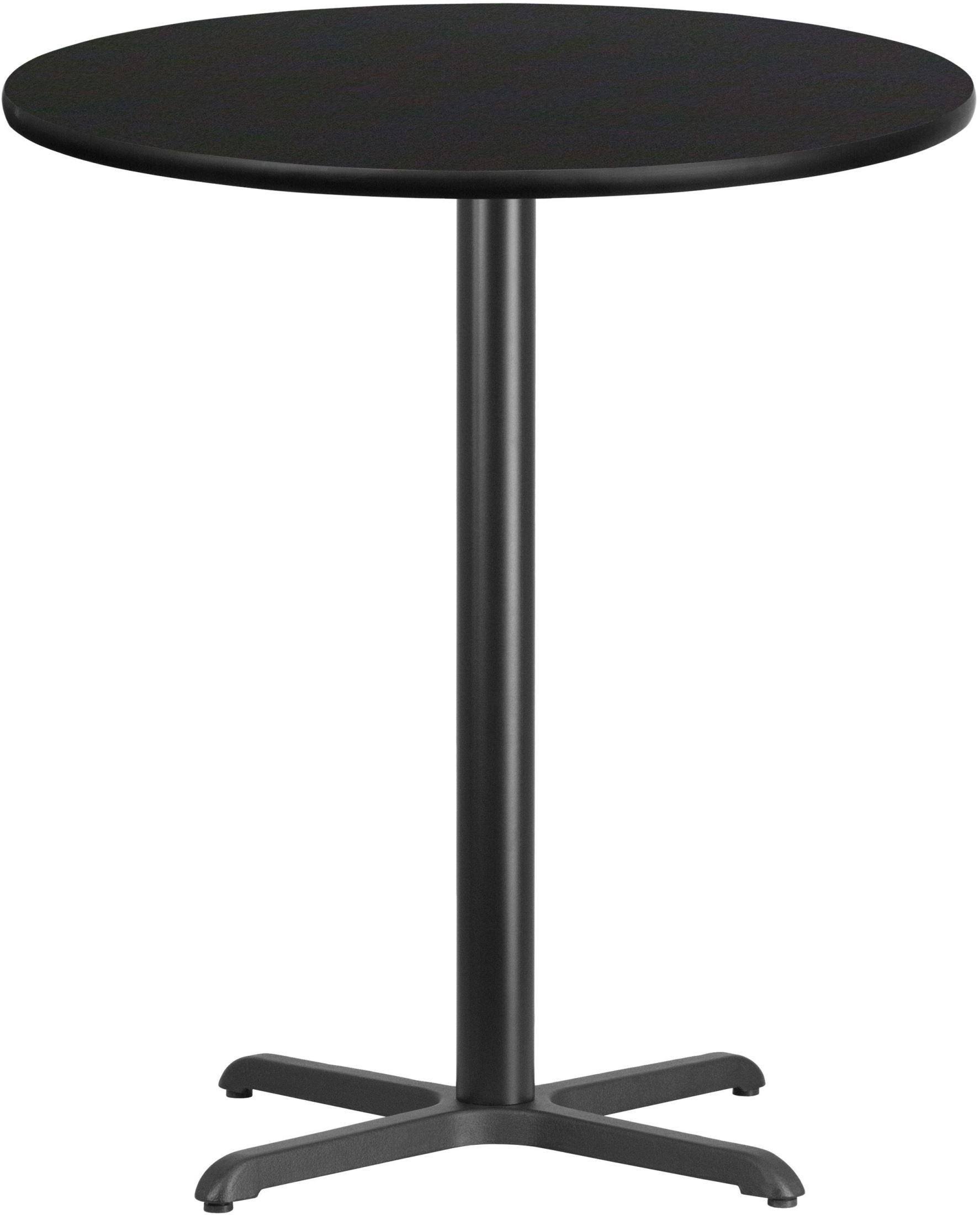 36&& Round Laminate Table Top with 30&& x 30&& Bar Height Table Base Flash Furniture Black