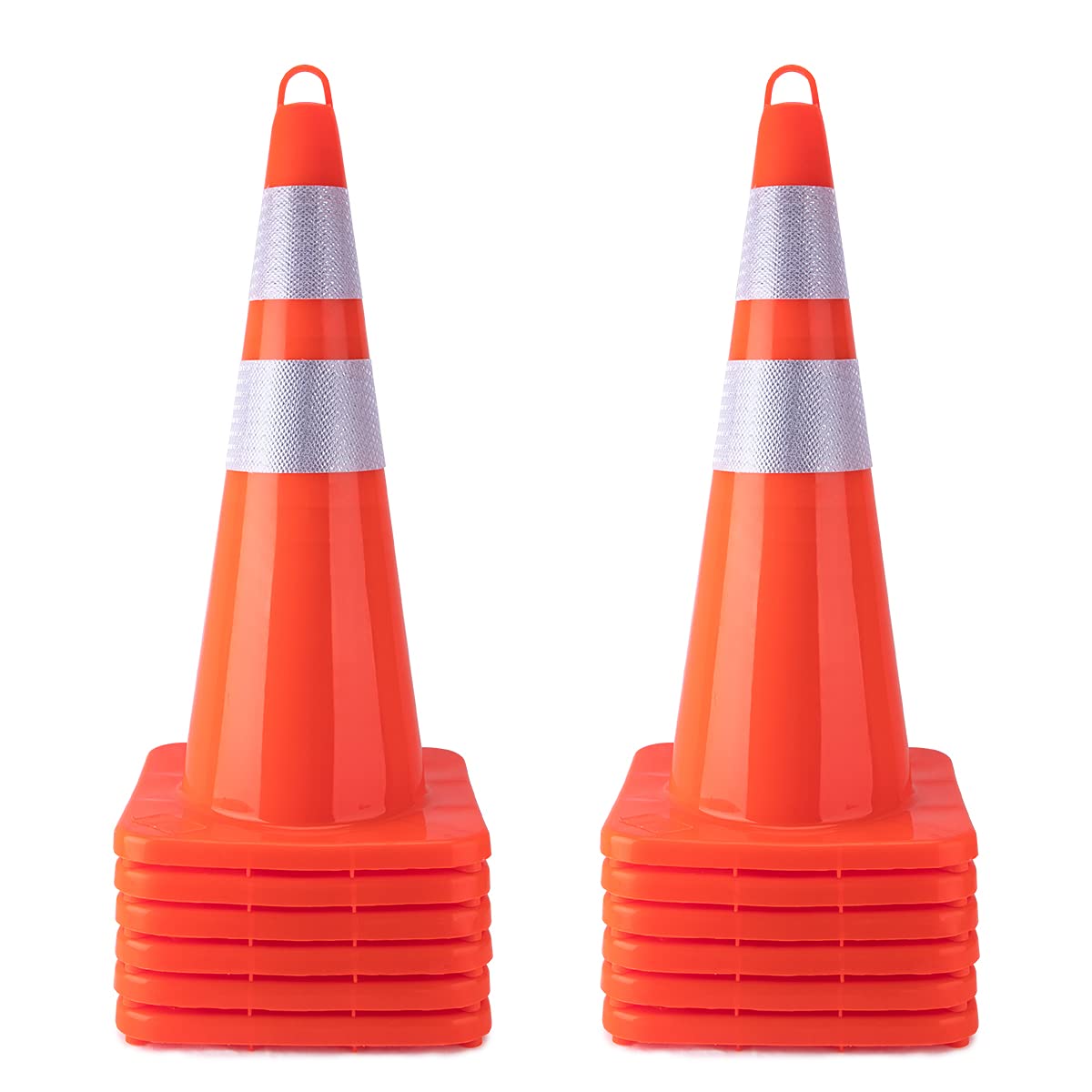 BLQH [ 12 Pack ] 28 Traffic Cones Plastic Road Cone PVC Safety Road Parking Cones Weighted Hazard Cones Construction Cones Orange Parking Barrier Safety Cones Field Marker Cones with Hand-held Ring