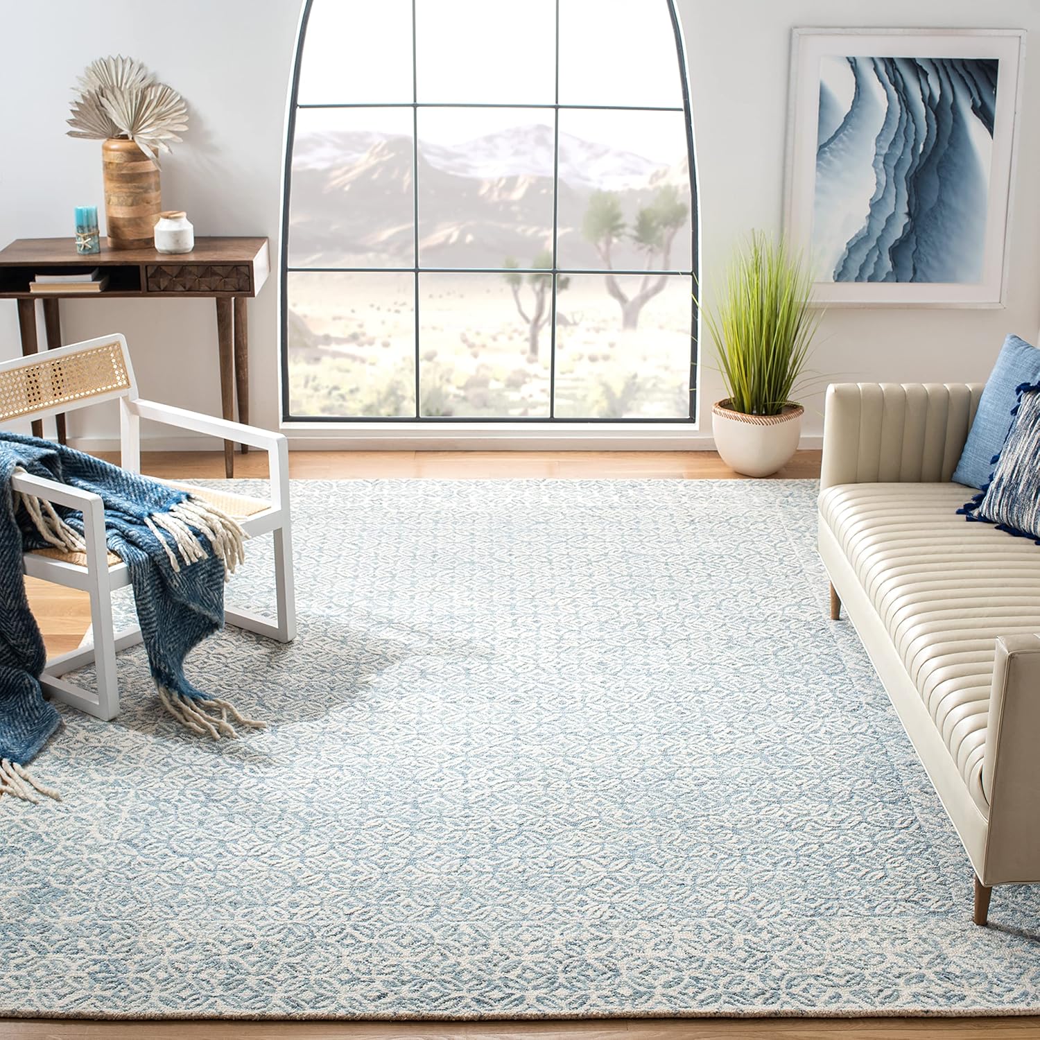 Safavieh Abstract Collection ABT342N Handmade Premium Wool Area Rug, 8' x 10', Blue / Ivory