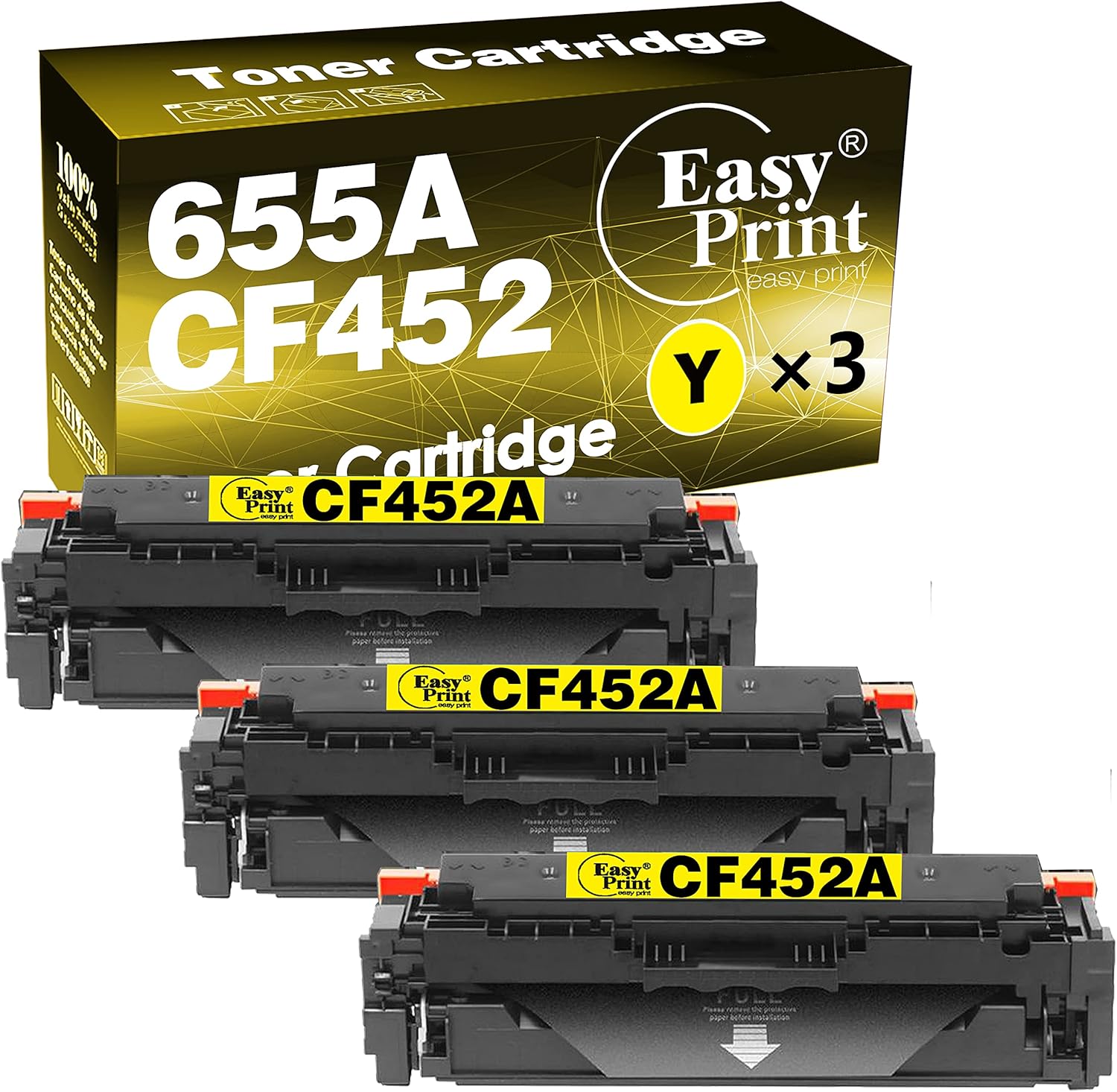 EASYPRINT Compatible (3X Yellow) 655A CF452A Toner Cartridges Work with HP M652n M652dn M653dn M653x 653dh M681f 682z Printer, (Total 3-Pack)