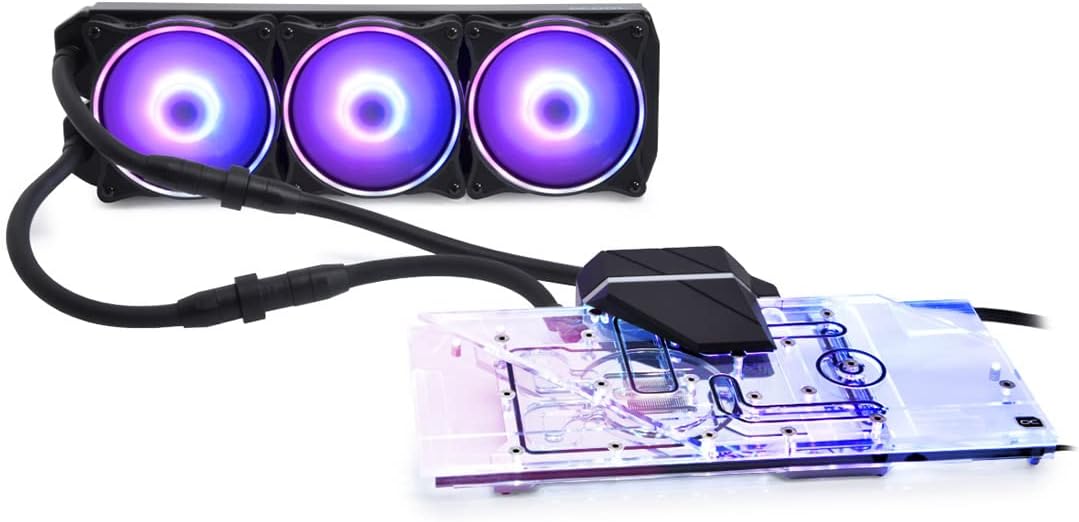 Alphacool Eiswolf 2 AIO GPU Cooler- 360mm Radeon RX 6800/6800XT Gaming Trio X with GPU Backplate, Digital RGB, Nickel/Plexi