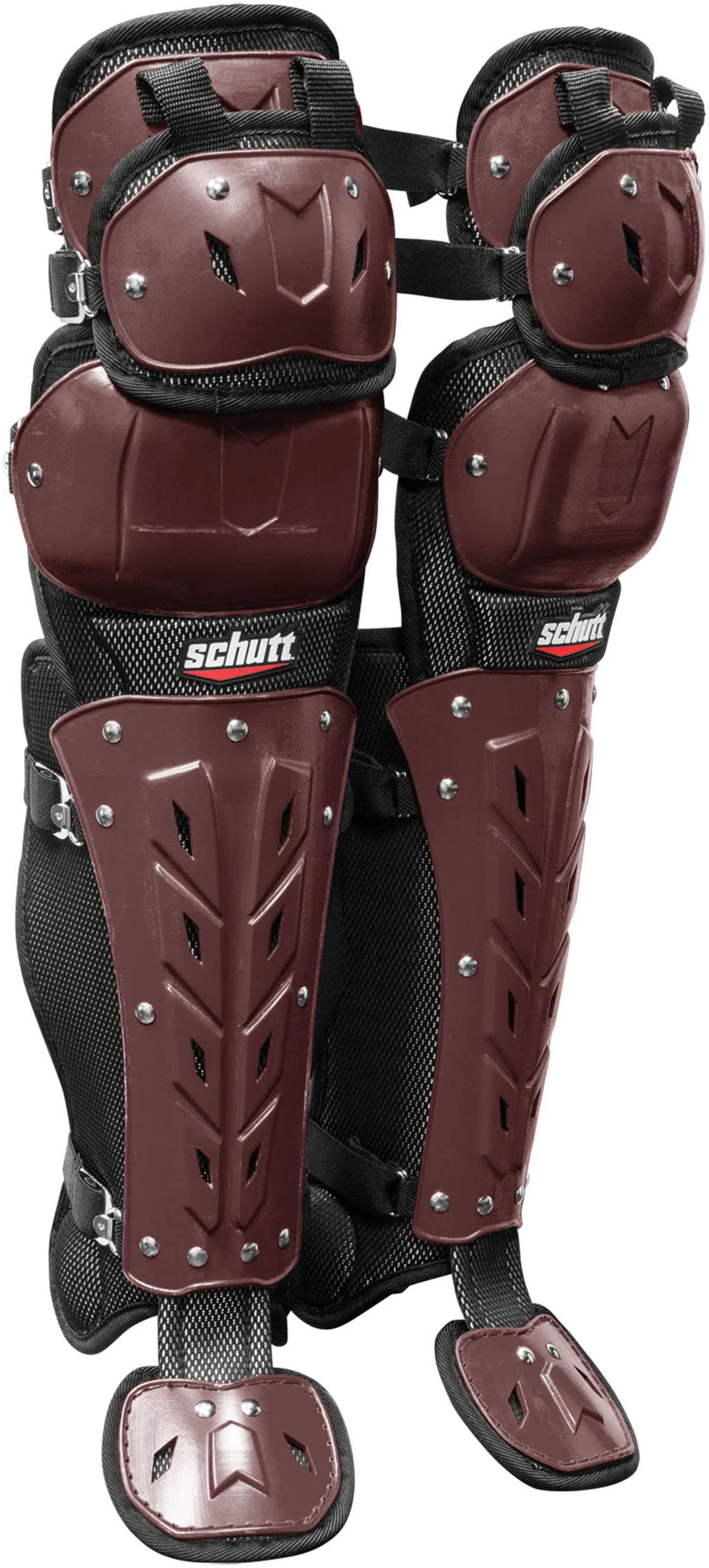 Schutt Air Maxx Scorpion Triple Flex Leg Guards Black/Red