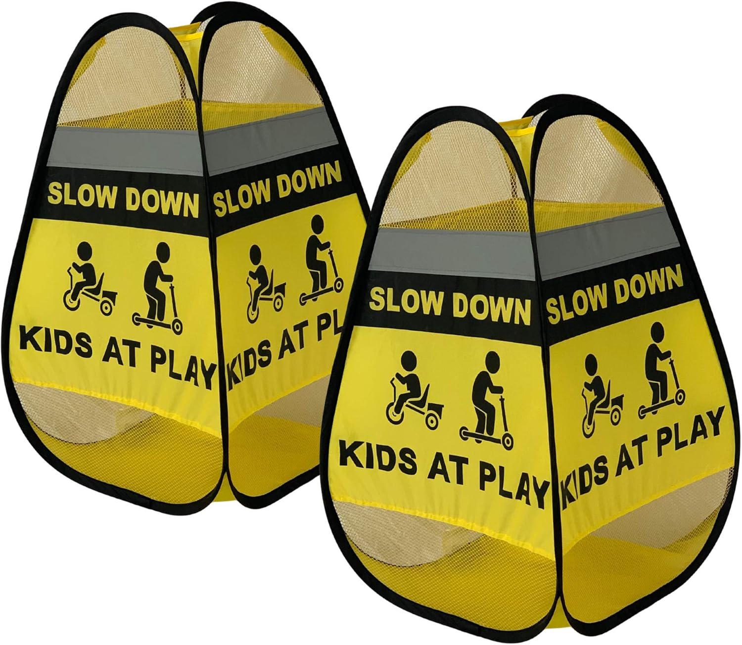 Emerson West Slow Down Signs For Neighborhoods - 2 Pack - Children At Play Safety Signs For Street, Easily Weighted - 4 Sided Children at Play Sign - Children Playing Sign for Street Pack of 2
