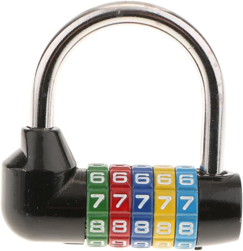 MonkeyJack Zinc Alloy 5 Dial Digit Combination Padlock Code Password Lock for Travel - Black