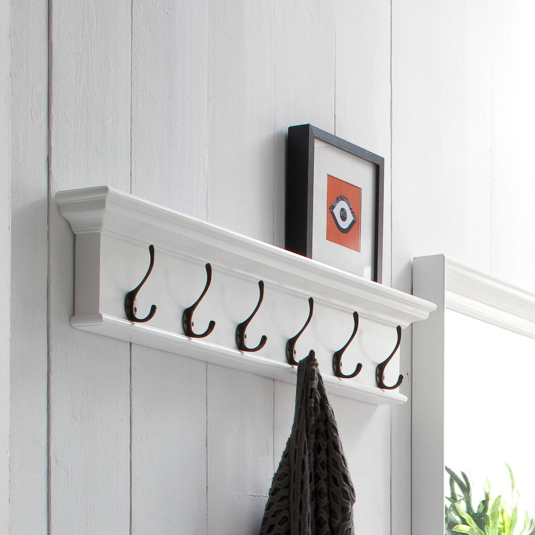 Amityville 6 - Hook Wall Mounted Coat Rack Beachcrest Home? Color: Pure White