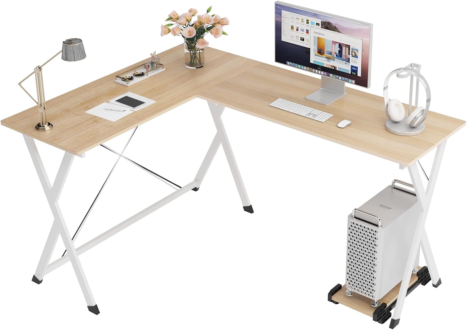 soges 62 inches L Shape Computer Desk Large Corner Desk, Office Table Writing Desk Computer Workstation, Black Pack of 2