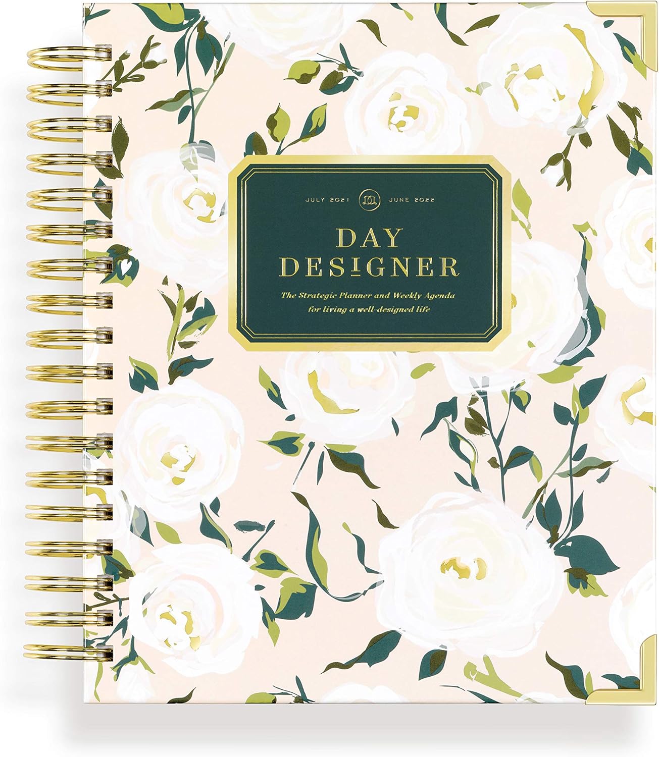 Day Designer 2021-2022 Academic Year Deluxe Weekly Planner, Life and Goal Planner, Coming Up Roses Hardcovers, Spiral Bound, 9