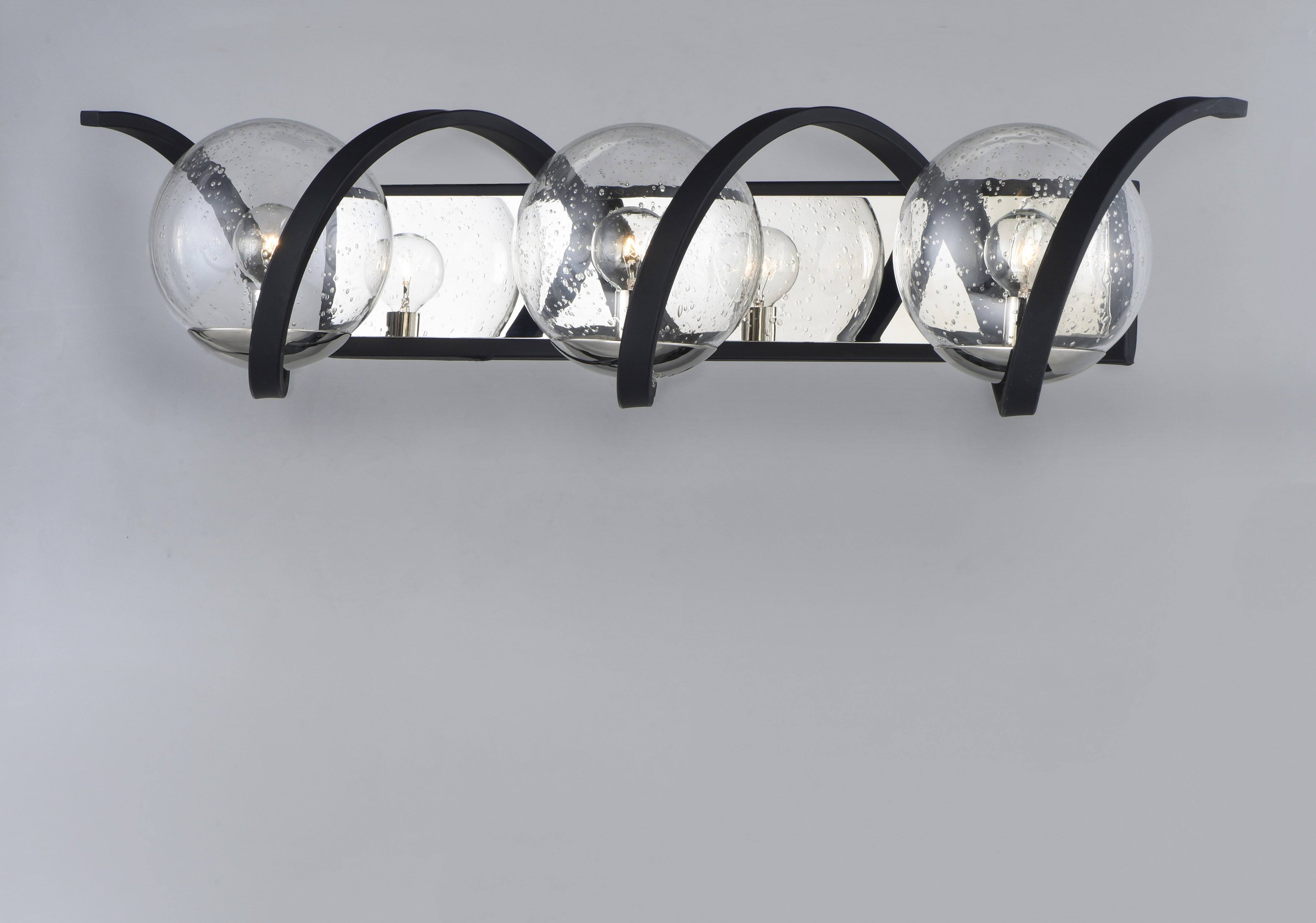 Maxim Lighting Curlicue 3-Light Bath Vanity, Black/Polished Nickel - 35106CDBKPN