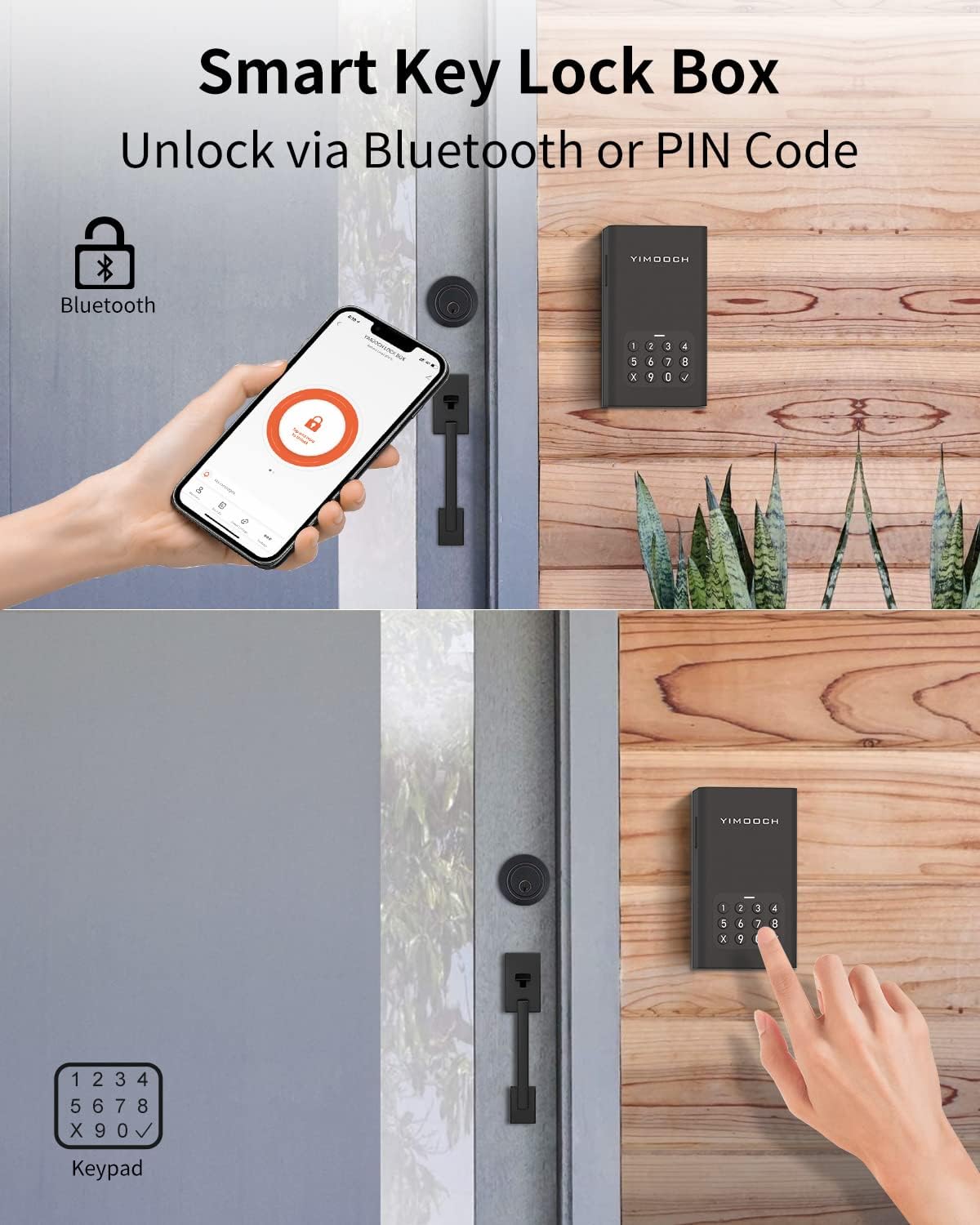 Remote Access Lock Box, YIMOOCH Smart Bluetooth Lockbox for House Key, Support APP Remote Access & Multiple Code Types, Outside Door Knob/Wall Mounted for Airbnb hosts, Realtor, Car keys and More