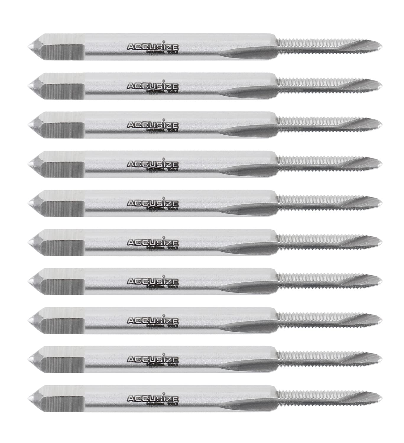 Accusize Industrial Tools 10 Pc 6-32Nc, 2 Flute, H.S.S. Spiral Point Taps, A.N.S.I. Standard, Ground, Spt-6-32x10 Pack of 2