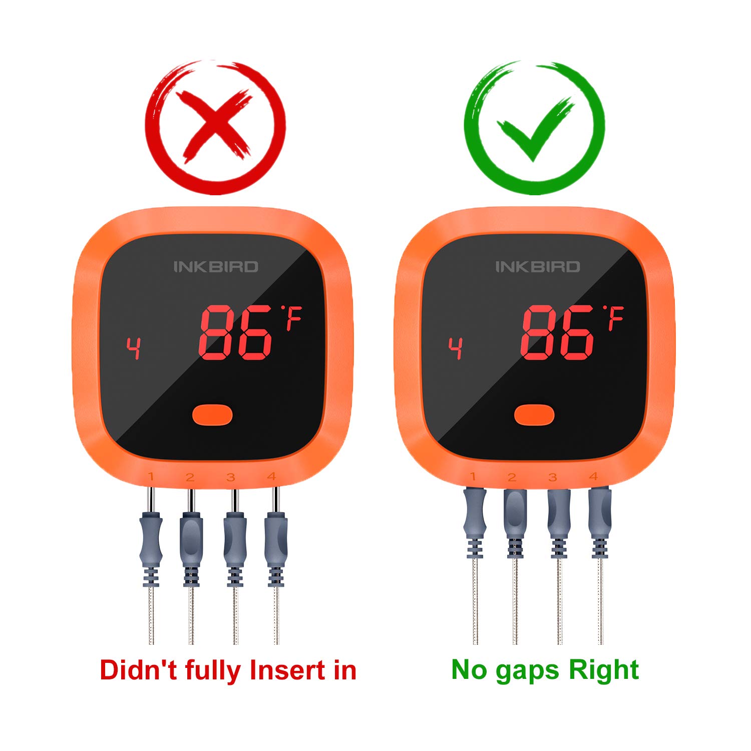 Inkbird Waterproof 150 FT Bluetooth Meat Thermometer IBT-4XC with Magnet, Timer, Alarm and 4 Probes, BBQ Grill Digital Wireless Meat Thermometer for Cooking, Smoker, Kitchen, Oven Pack of 2