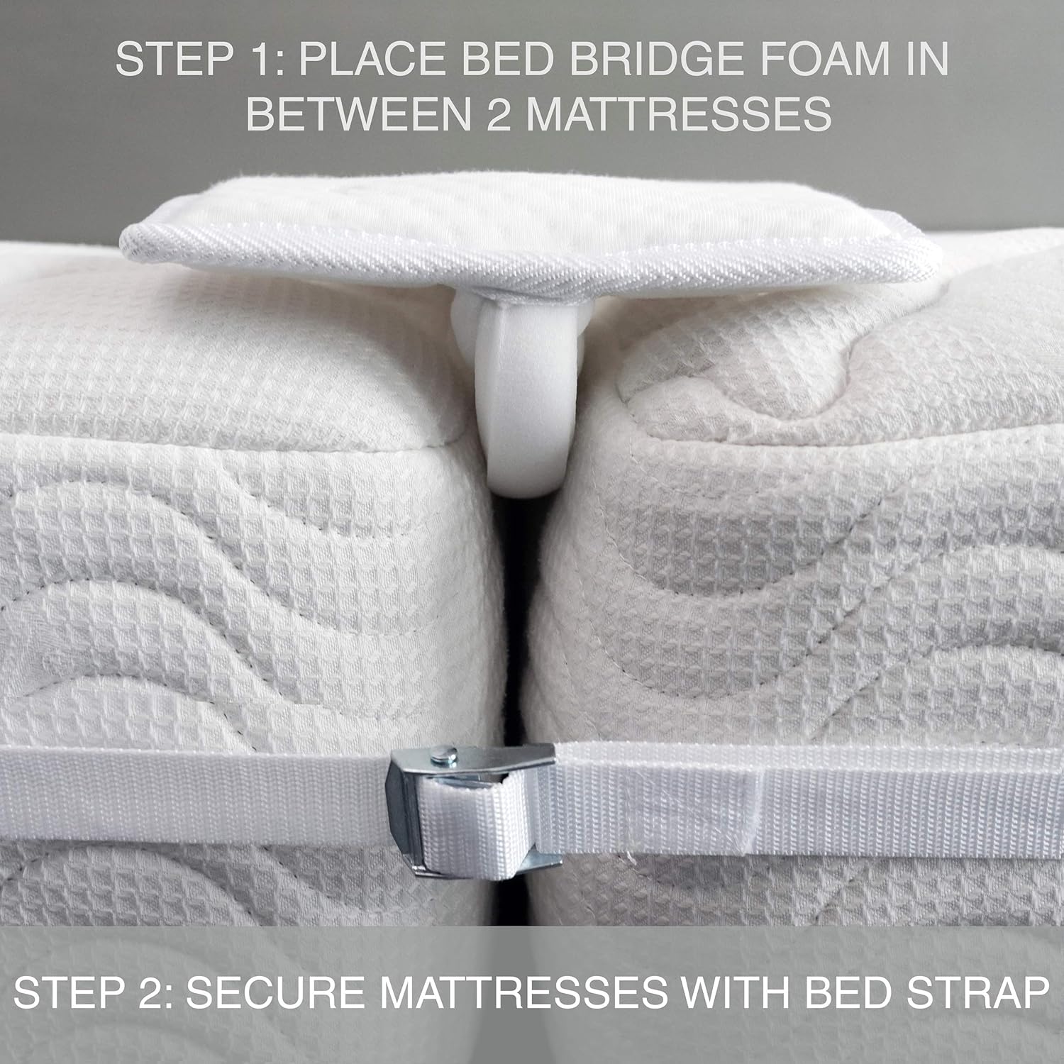 FeelAtHome Bed Bridge Twin to King Converter Kit - Twin Bed Connector King Maker - Bed Gap Filler to Make Twin Beds Into King - Mattress Connector with Strap for Guests Stayovers Pack of 2