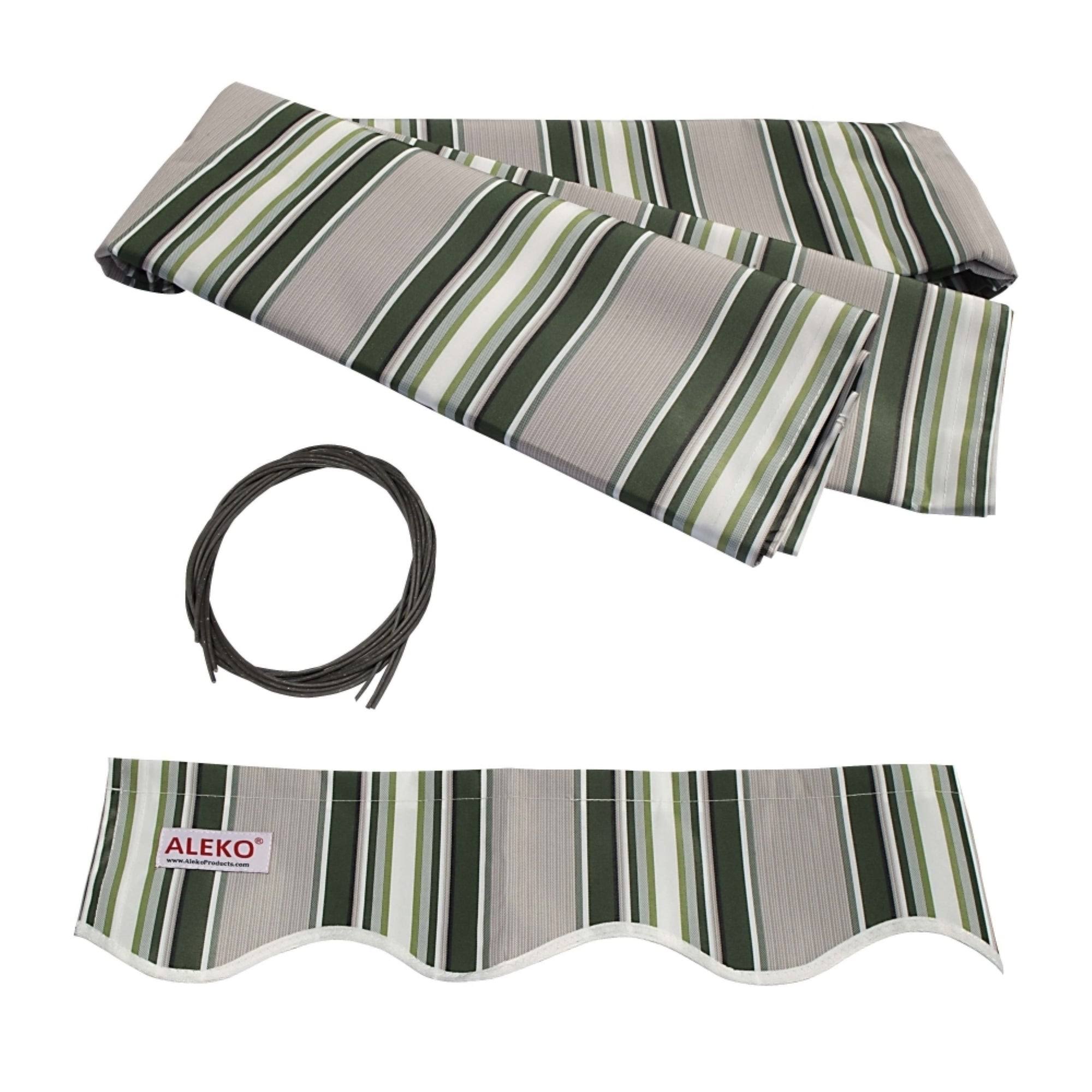 Aleko 8&x6.5& Retractable Patio Awning, Multi Striped Green Color