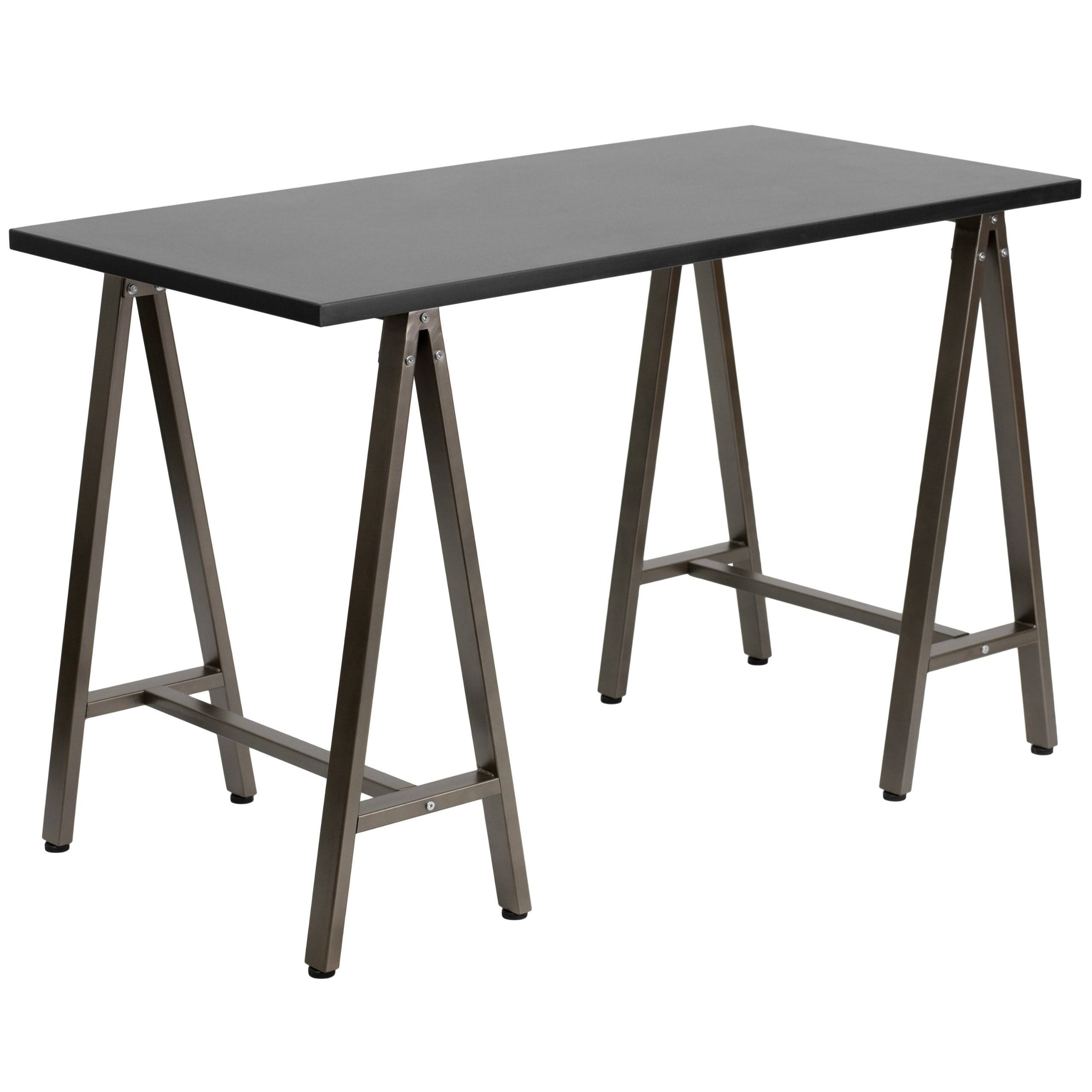 Flash Furniture Computer Desk with Brown Frame: Black