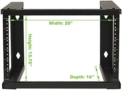 NavePoint 6U Wall Mount Open Frame 19 Inch Server Equipment Rack Threaded 16 inch Depth Black