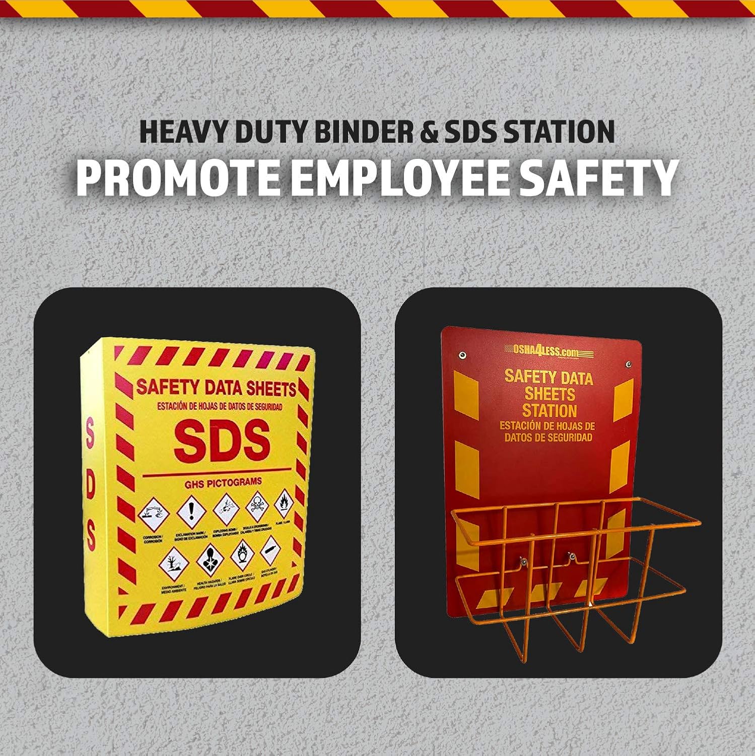 Bilingual Right to Know SDS Center Wire Rack and 3