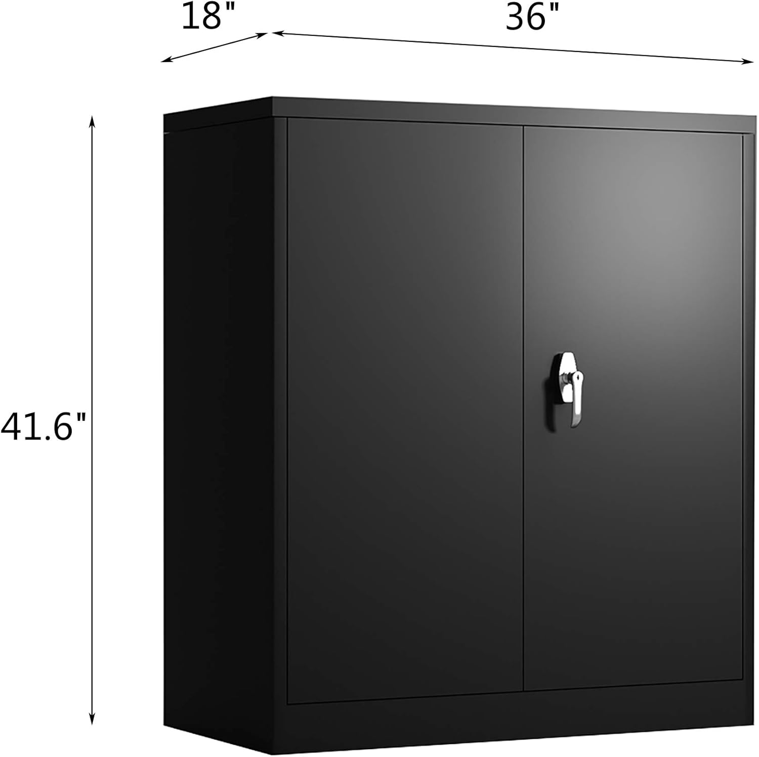 Waqiv Large Space Industrial Metal Storage Cabinet with Doors, Locking Steel Cabinet with 2 Adjustable Shelves,41.6'' Small Utility File Cabinet for Home and Office,(W36 x D18 x H41.6)