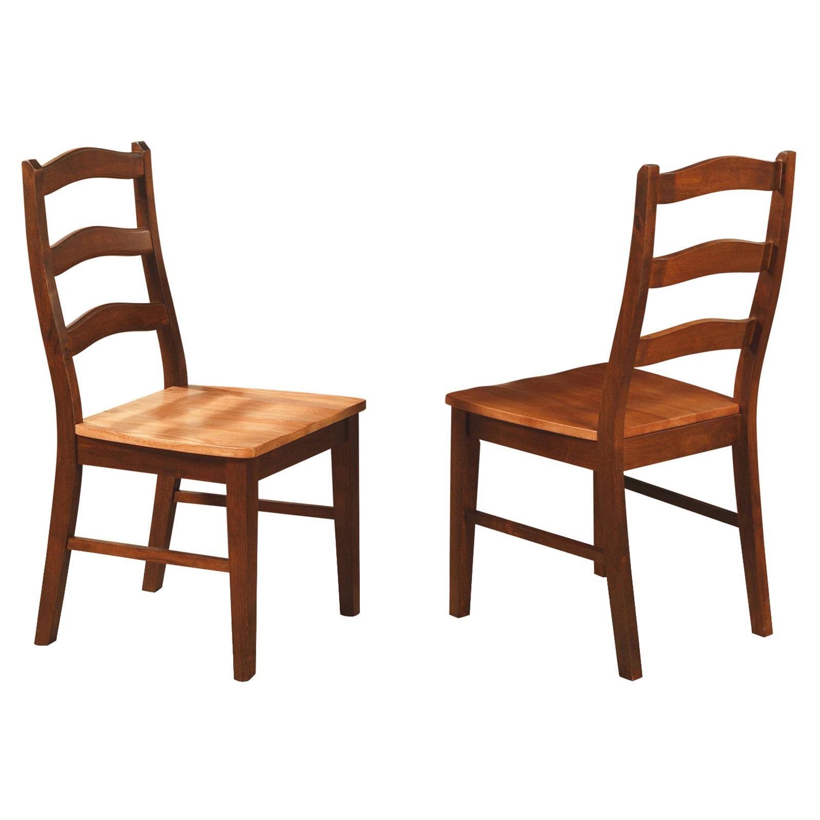 East West Furniture HEC-BRN-W Henley Ladder Back Dining Chair with Wood Seat - Set of 2