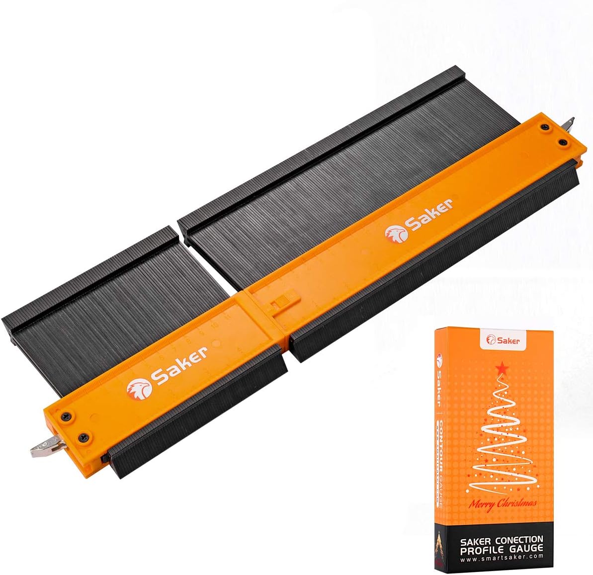 Saker Connection Profile Gauge-Adjustable Lock-Must Have Tool for DIY Handyman, Construction (5+10 INCH, BLACK+BLACK)