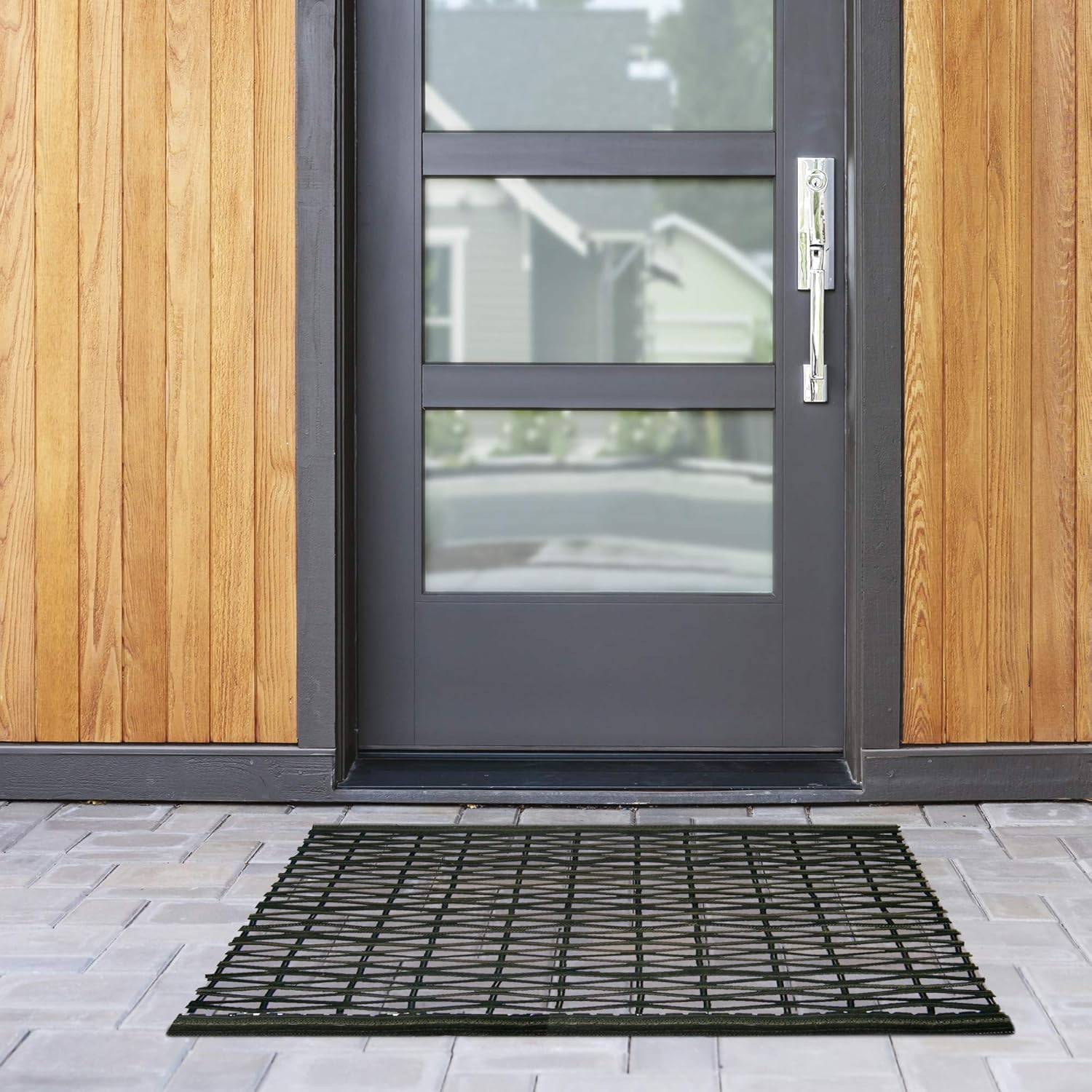 iCustomRug Multi-Purpose Heavy-Duty Open Weave 100% Recycled Tire Non-Slip Mat Shoe Scraper Dirt Debris Mud Trapper Outdoor Weatherproof 18