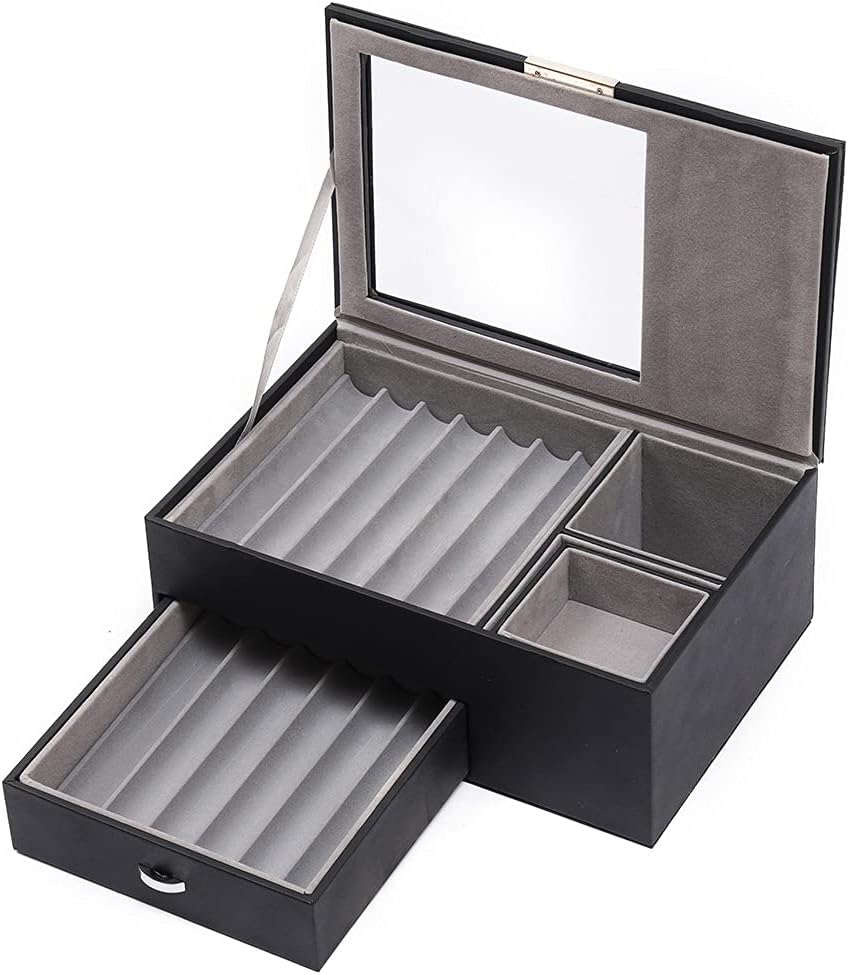 LOYALHEARTDY 16 Slots Leather Pen Display Box Pen Collector Case with Transparent Window Pack of 2