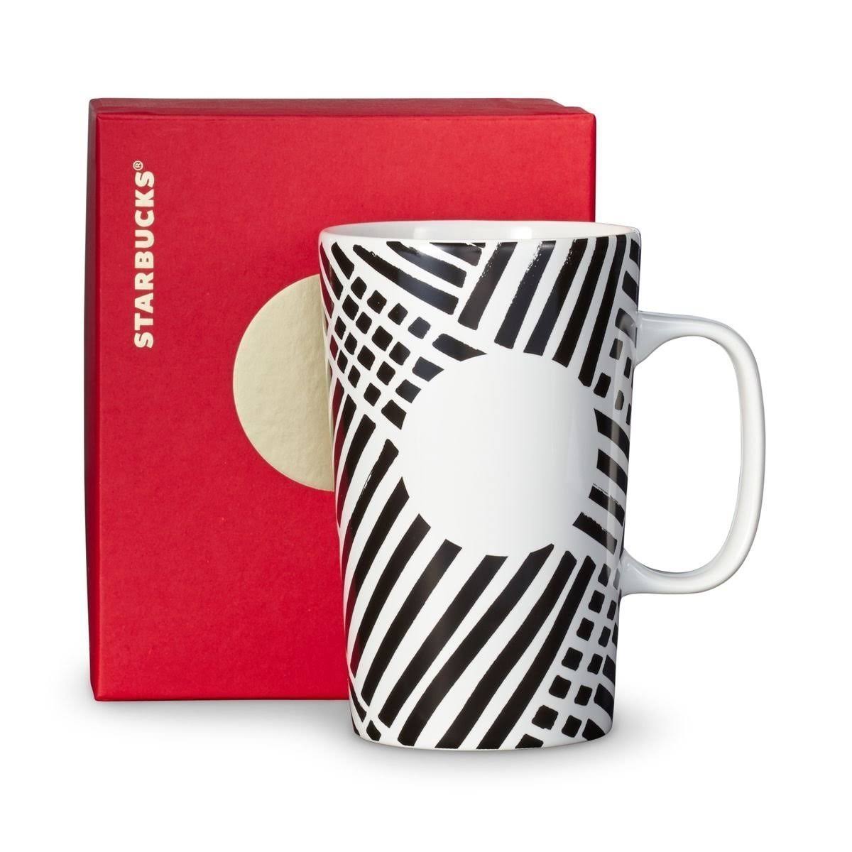 Starbucks 2014 Dot Collection 16 oz Ceramic Black u0026 White Criss Cross Mug