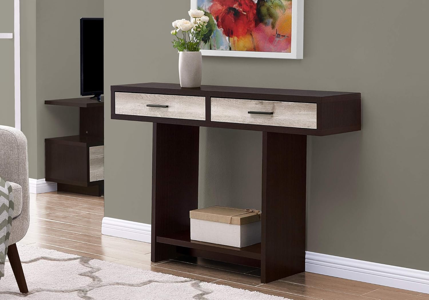 Monarch Specialties Console Sofa Table 2 Drawers & Shelf Rectangular Hallway Entryway&nbsp;Accent, 48