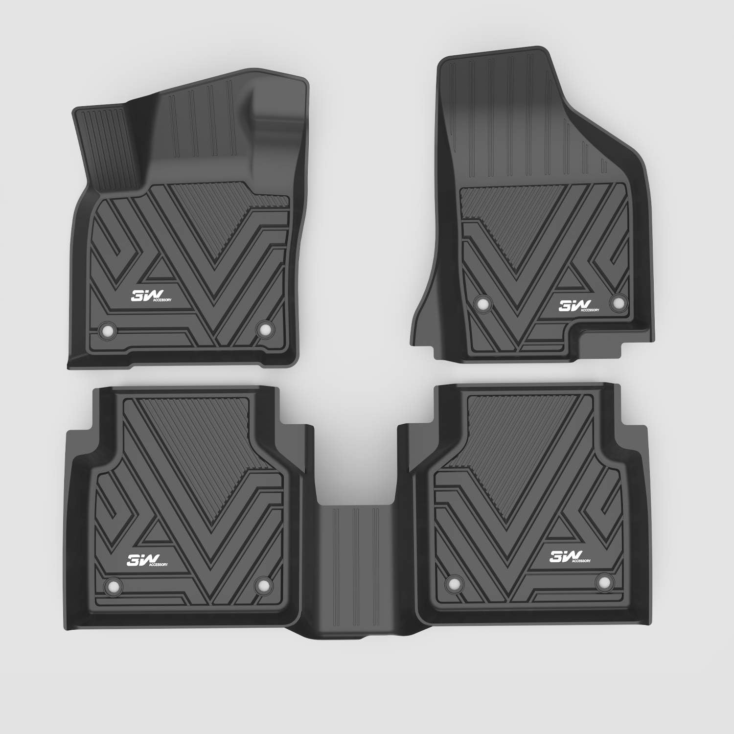 3W&nbsp;Floor&nbsp;Mats&nbsp;Compatible for Volkswagen Tiguan (2018-2021) 5 Seat, TPE&nbsp;All&nbsp;Weather&nbsp;Custom&nbsp;Fit&nbsp;Floor&nbsp;Liner&nbsp;for Volkswagen Tiguan,1st&nbsp;&&nbsp;2nd&nbsp;Row&nbsp;Full&nbsp;Set Car&nbsp;Liners,Black