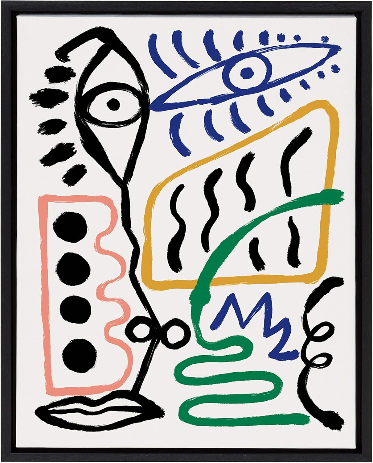 Kate and Laurel Sylvie MV Abstract Face 4 Framed Canvas Wall Art by Marcello Velho, 23x33 Black