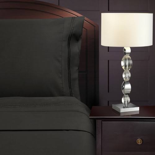 Superior Wrinkle Resistant Embroidered Microfiber Deep Pocket Sheet Set (King - Black)