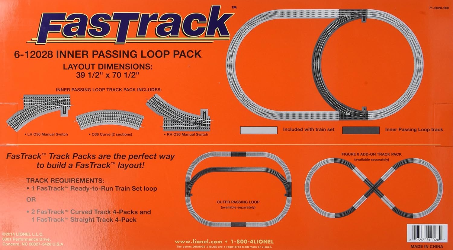 Lionel FasTrack Electric O Gauge, Inner Passing Loop Add-On Track Pack