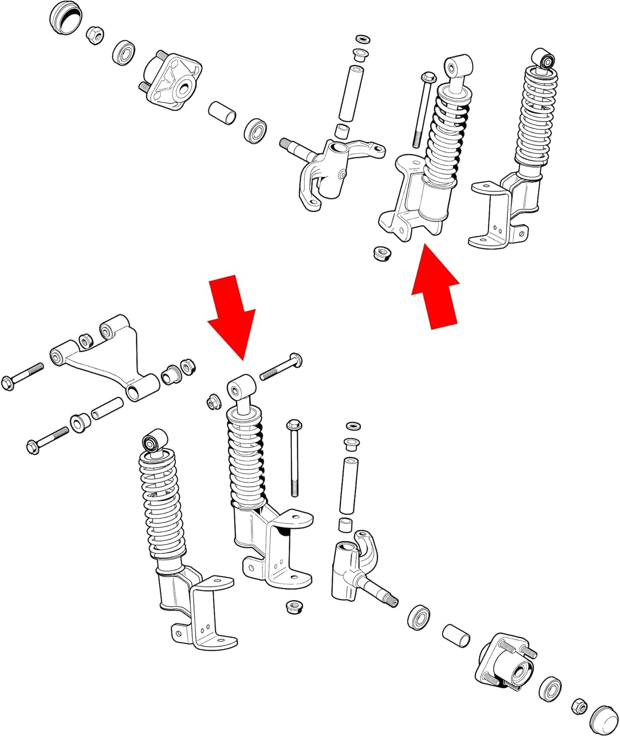 10L0L Front Shock Strut Assembly, Driver Side/Passenger Side Fits EZGO RXV 2008-up Gas & Electric,Replace OEM# 603024/601246