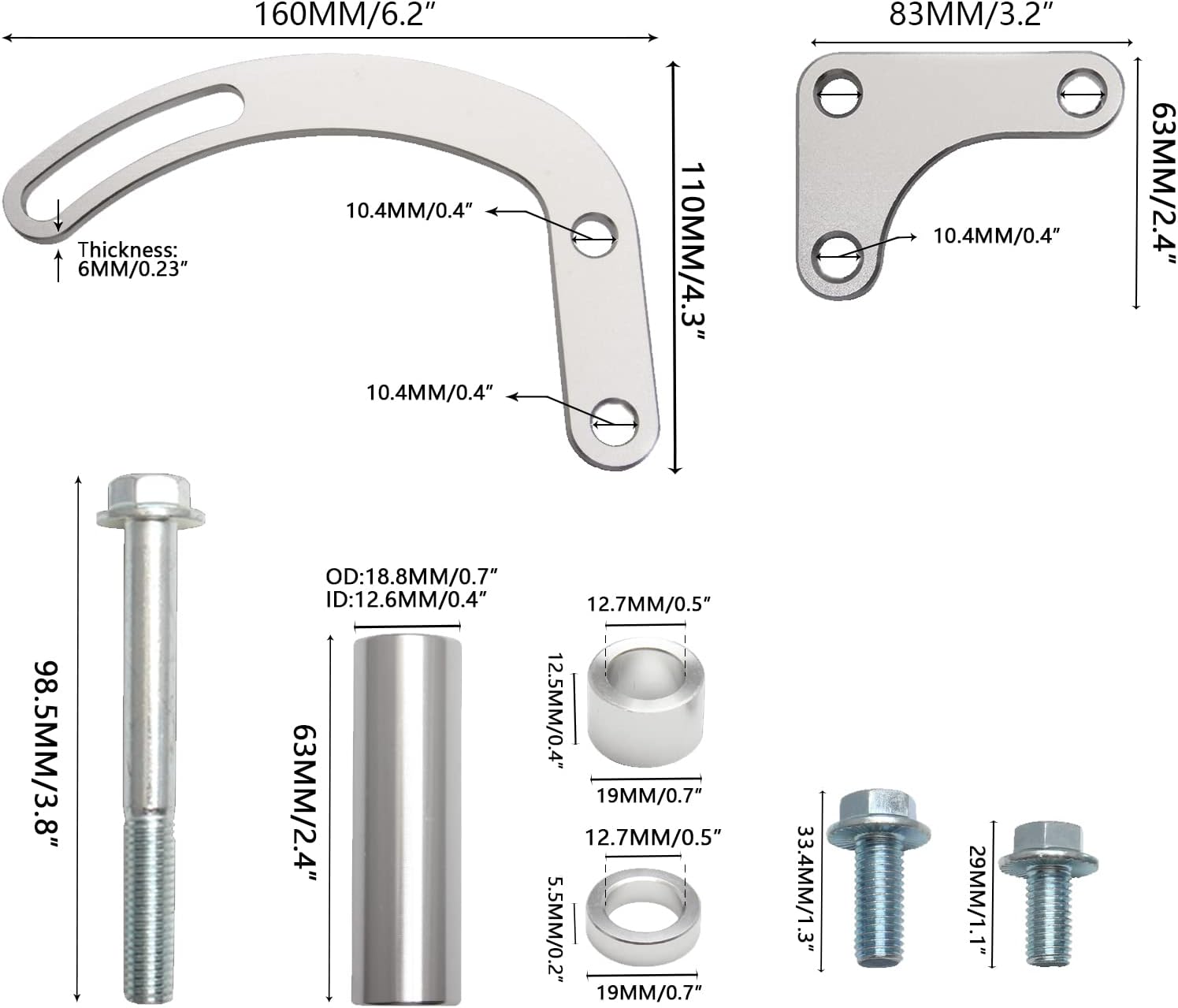Power Steering Pump Bracket Adjustable Compatible with SBC LWP 350 Small Block Long Water Pump