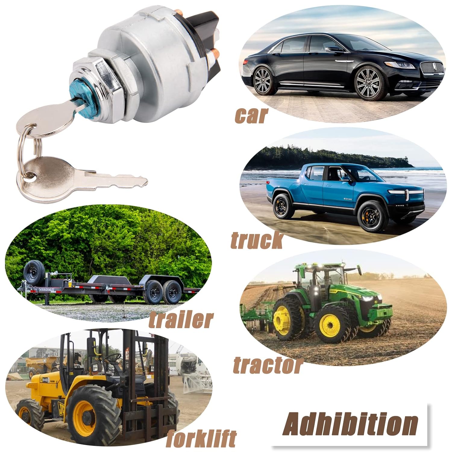 KELEN Universal Switch Iignition, 4 Position Ignition Switch with Key, Ignition Switch Universal 4 Position, Key Start Switch 12V, Acc/Off/IGN/Start 4 Position 4 Terminal