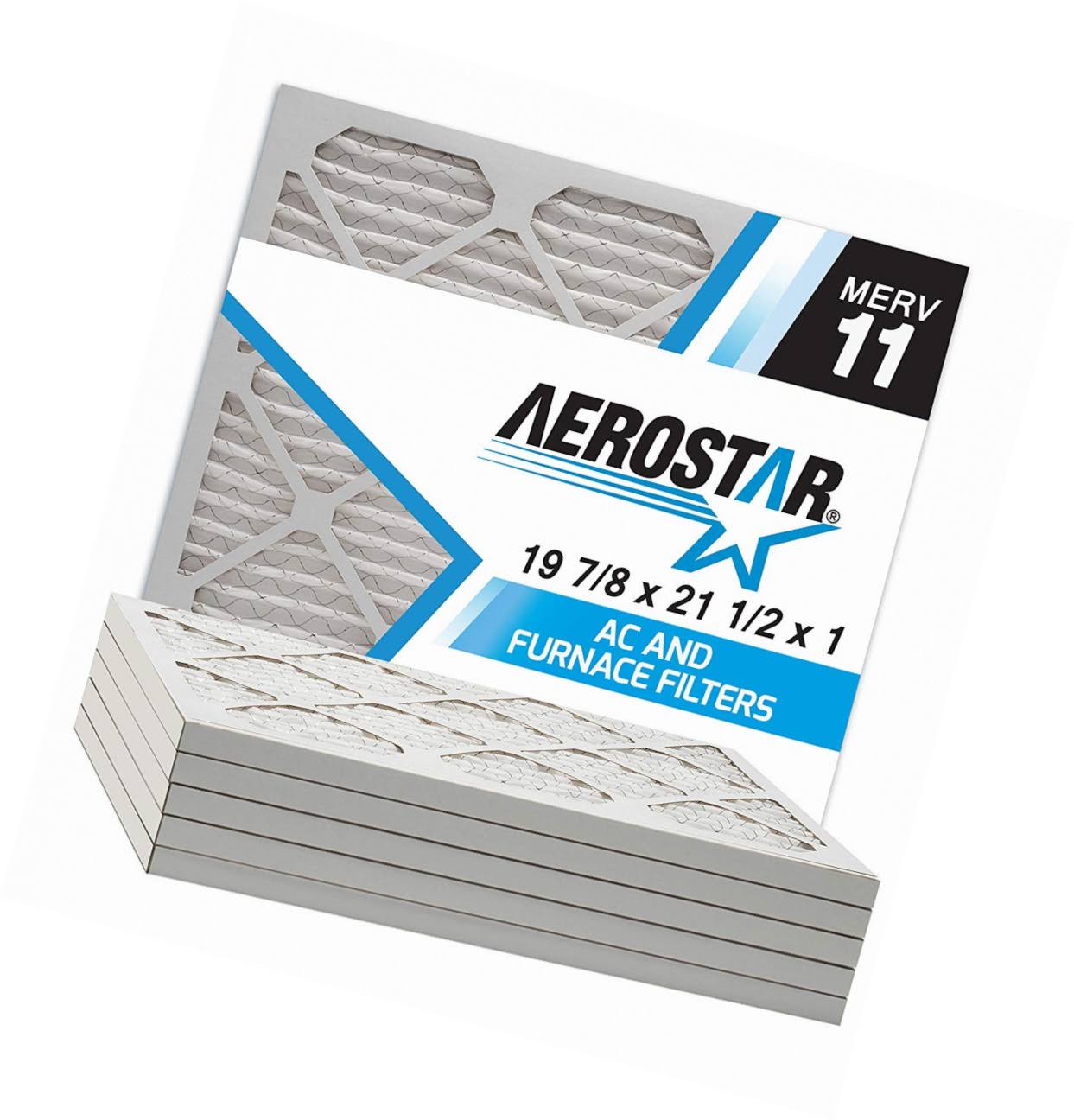 Aerostar Pleated Air Filter, MERV 11, 19 7/8 x 21 1/2 x 1, Pack of 6, Made in The USA