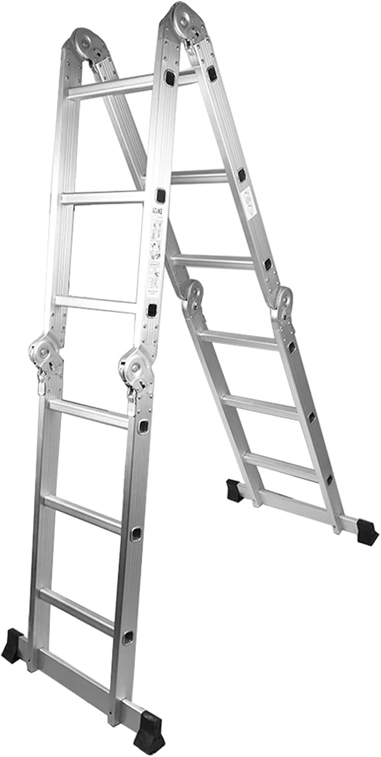 mitoharet 11.8FT Aluminum Multi Purpose Folding Step Ladder Extendable Scaffold Ladder with Safety Locks, 330 LBS Capacity, Non-Slip Mats